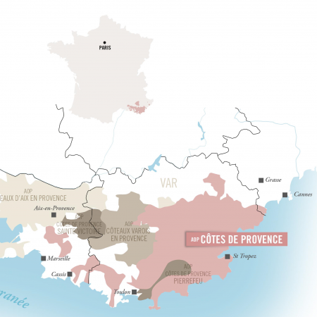 carte Côtes de Provence + france sans encadré